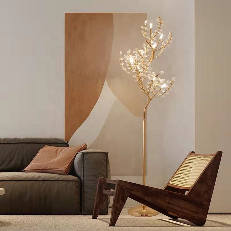 Lampadaire Arbre Cristal Doré