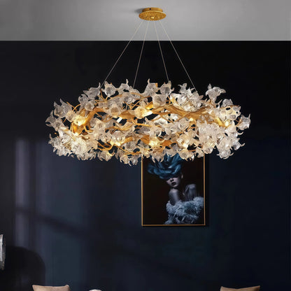 Lustre Floraison Cristal Doré
