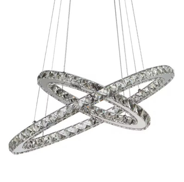 Lustre Anneaux Cristal Argenté