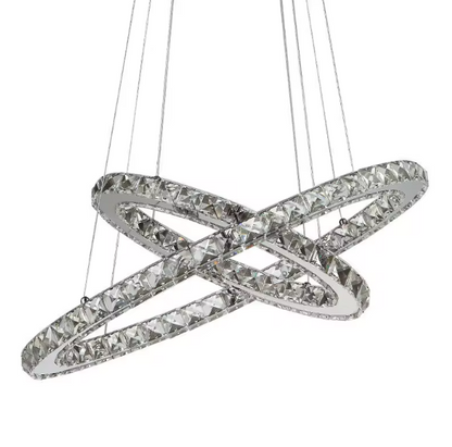 Lustre Anneaux Cristal Argenté